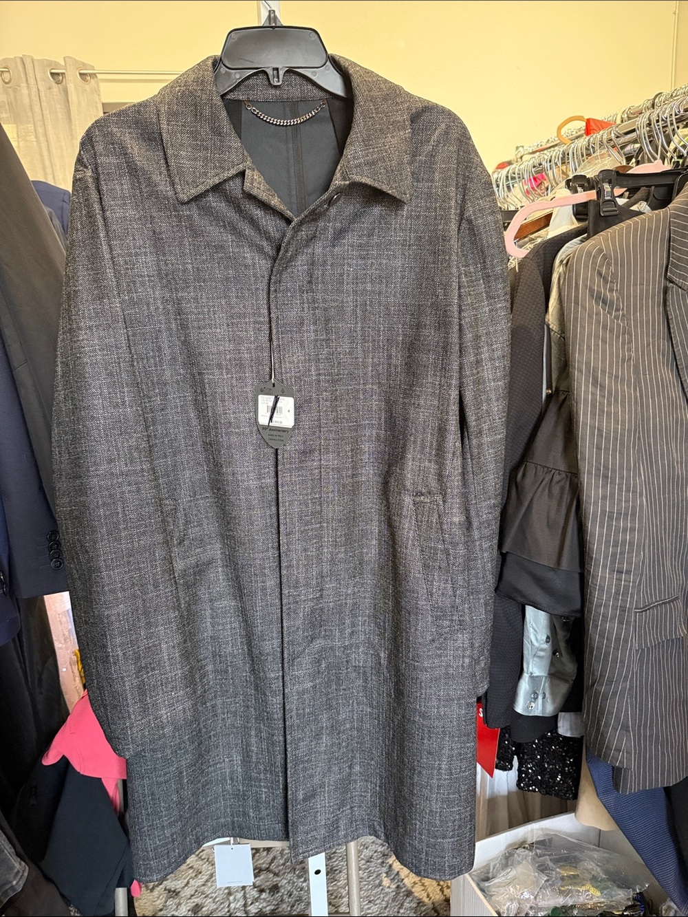 Canali Charcoal Gray Men's Trench Coat